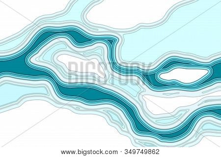Frosen River In The Ice Aerial View Vector Illustration