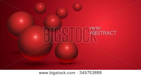Abstract Background With Colored Red 3d Balls. Futuristic Background. Vector Eps10 Illustration.