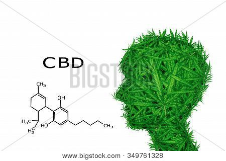 Cbd Macro A Cannabis Flower And Marijuana Macro. Isolated On White Background. Marijuana Head And Ca