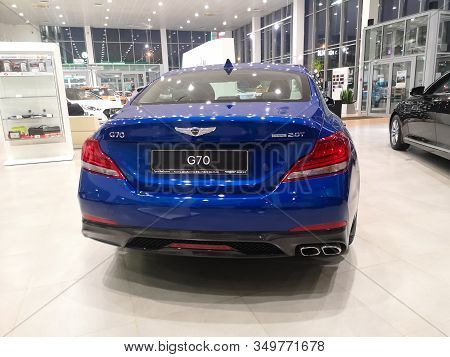 Rear View Of The Premium Car Hyundai Genesis G70 At The Hyundai Motor Show On February 05, 2020 In R