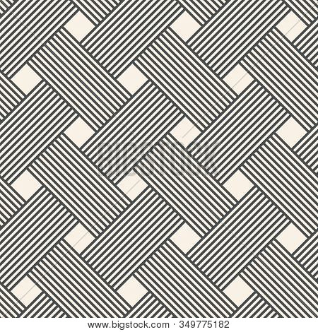 Abstract Geometric Bicolor Seamless Pattern With Interwoven At Right Angles Striped Lines. Vector Il