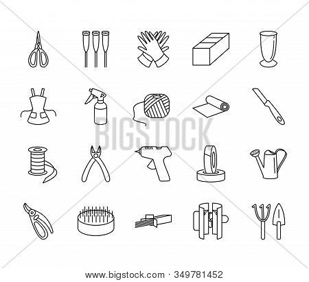 Floristic Tools Line Icon Set. Web Design For Floristic Shops And Printed Materials