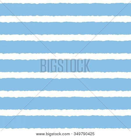 Blue, White Rough Stripes Texture Seamless Pattern. Great For Modern Wallpaper, Backgrounds, Invitat
