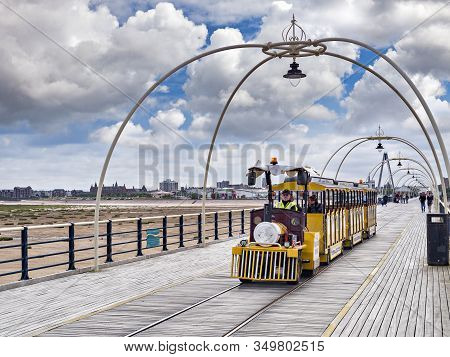 14 July 2019: Southport, Merseyside, Uk - Little Tourist Train On The Pier.