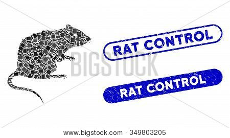 Mosaic Rat Icon And Red Round Grunge Stamp Watermark With Rat Control Caption And Coronavirus Symbol