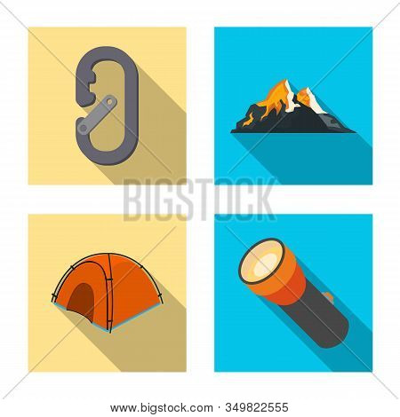 Vector Illustration Of Mountaineering And Peak Icon. Collection Of Mountaineering And Camp Vector Ic