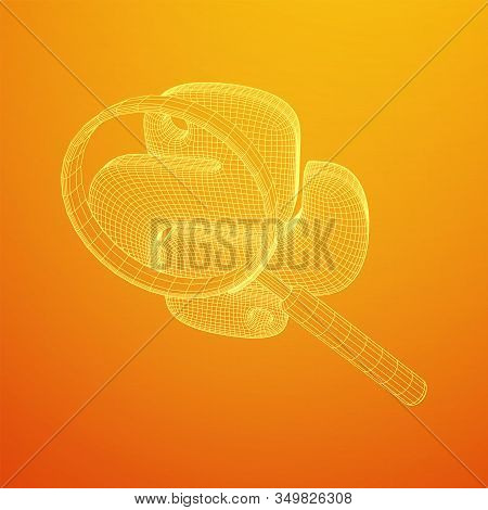 Python Code Language Sign With Magnifying Glass. Programming Coding And Developing Concept. Wirefram