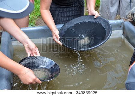 Detail Of Gold-washing From Water Process Illustration Photo