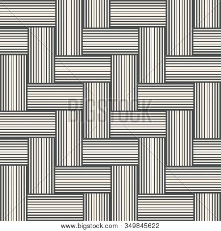 Abstract Geometric Bicolor Seamless Pattern With Interwoven At Right Angles Striped Lines. Vector Il