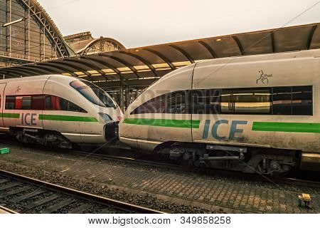 Frankfurt(main),germany - February 08,2020:main Station This Is On Of The New Ice Trains Of The Germ