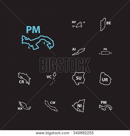 State Icons Set. Mexico And State Icons With Curacao, Saint Vircent And Belize. Set Of Kingstown For