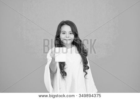 Milk For Breakfast. Happy Girl With Hot Dring In Cup. Good Morning. Small Kid Turquoise Wall. Little