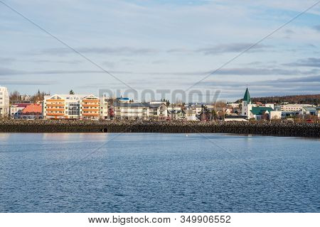 Skyline Of Town Of Hafnarfjordur In The Great Reykjavik Area In Iceland