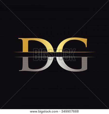 Initial Dg Letter Logo Design Vector With Gold And Silver Color. Dg Logo Design
