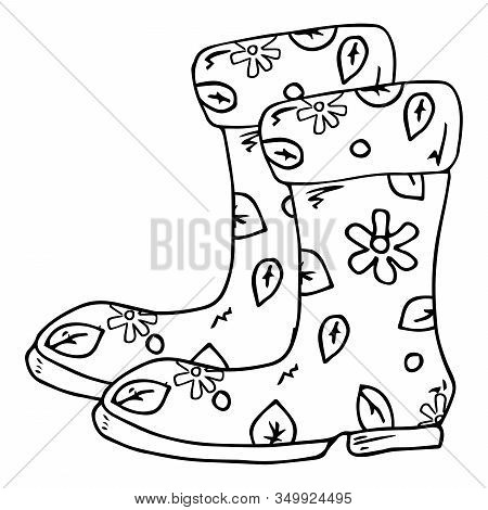 Garden Rubber Boots. Vector Illustration Of Rubber Boots. Spring Rubber Boots For Gardening.