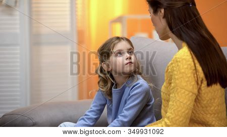 Mother And Daughter Talking, Mom Explaining How To Behave In Life Situations