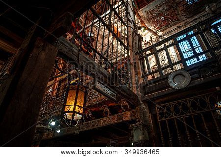 Gonzalez Catan, Argentina, September 28, 2019: Interior Of The Iron Museum In The Amazing Medieval T