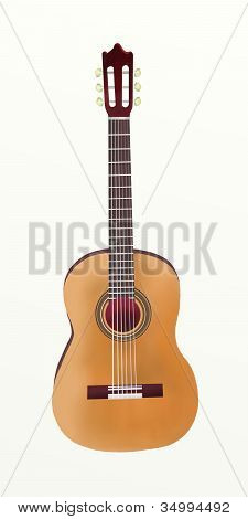 Rysunek ręka gitara klasyczna na białym tle