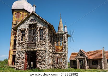 Gonzalez Catan, Argentina, September 28, 2019: Abandoned Buildings In The Amazing Medieval Town Of C