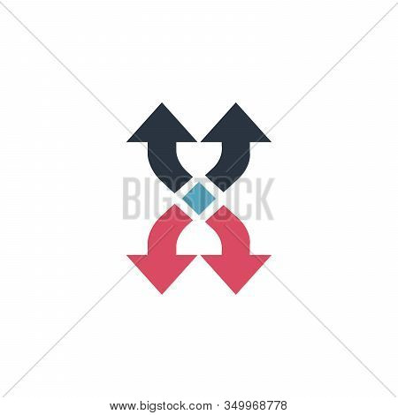 Shuffle Curved Arrows Logo Or Icon. Can Be Used For Mobile Apps And Web Design. Four Directional Arr