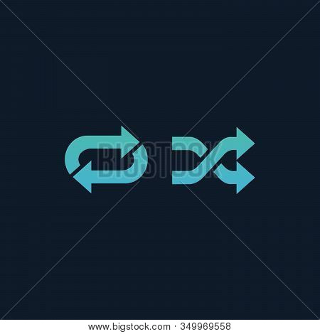 Repeat And Shuffle Icons. Stock Vector Illustration Isolated On Blue Background.