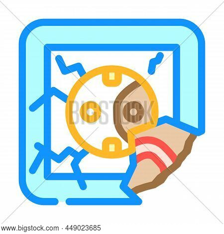 Damaged Socket Color Icon Vector. Damaged Socket Sign. Isolated Symbol Illustration