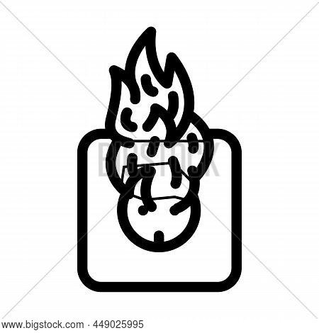 On Fire Socket Line Icon Vector. On Fire Socket Sign. Isolated Contour Symbol Black Illustration