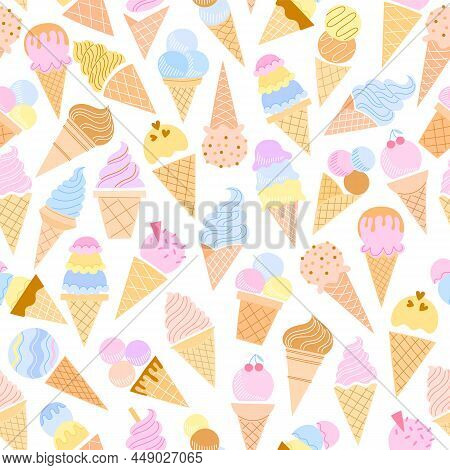 Ice Cream Seamless Pattern. Cute Ice Cream Background Texture