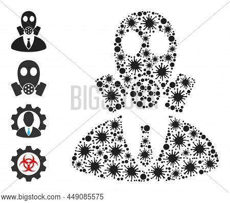 Infection Collage Gasmask Boss Icon, And Additional Icons. Gasmask Boss Mosaic For Pandemic Template