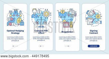Ppa Work Onboarding Mobile App Screen. Electric Energy Walkthrough 4 Steps Graphic Instructions Page