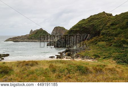 View Of The Characteristic Landscape Of Duhatao Bay, Chile. High Quality Photo