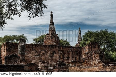 World Heritage Site At Wat Phra Si Sanphet. Ancient City And Historical Place At Ayutthaya, Thailand