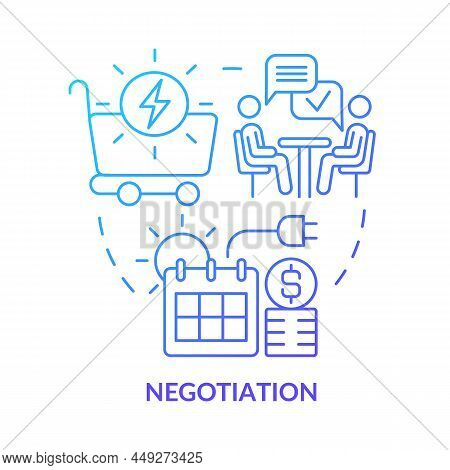 Negotiation Blue Gradient Concept Icon. Dispute Contract. Terms Of Sales Energy. Work Of Ppa Abstrac