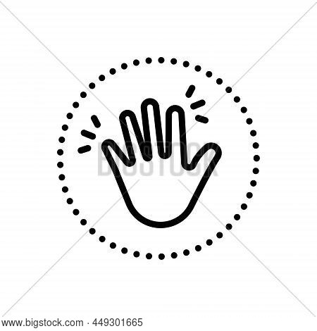 Black Line Icon For Bye Hand Waving Hey Hi Waving Hello Goodbye Palm Gesture Friendly