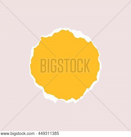 Torn Piece Of Paper Isolated. Circle Of Piece Of Paper With A Torn Edge. Vector Illustration Of A Ge