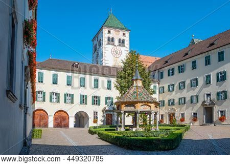 Varna, Italy - September 18, 2020: The   Inner Courtyard Of The Abbey Of Novacella