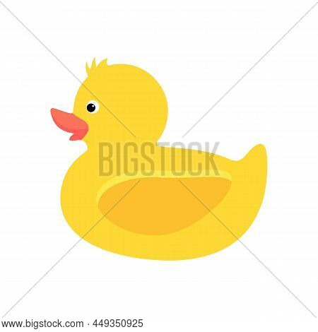 Cute Yellow Duck. Children's Toy For Bath, Pool, Sea. Isolated Duckling On A White Background.