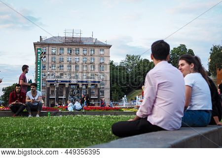Kiev, Ukraine - July 4, 2019: People On The Streets Of Kiev, Kyiv, Capital Of Ukraine. Selective Foc