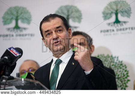 Bucharest, Romania - February 17, 2022: Ludovic Orban, The Former Prime Minister Of Romania, Announc
