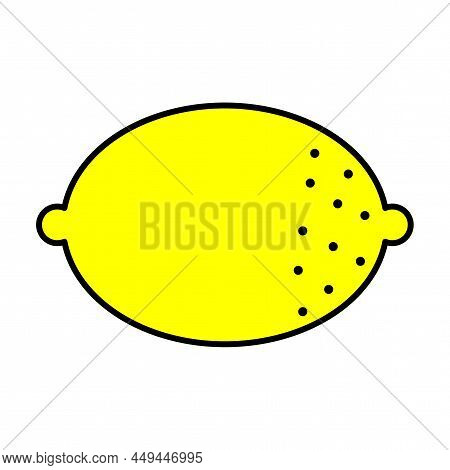 Whole Lemon In Modern Style. Fruit Juice. Vector Illustration. Stock Image.