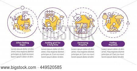Warning Signs Of Teen Behavior Purple Circle Infographic Template. Data Visualization With 4 Steps. 