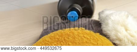 Car Polishing Pads. Polishing Pads For Polishing And Waxing A Car Made Of Multi-colored Wool For A P