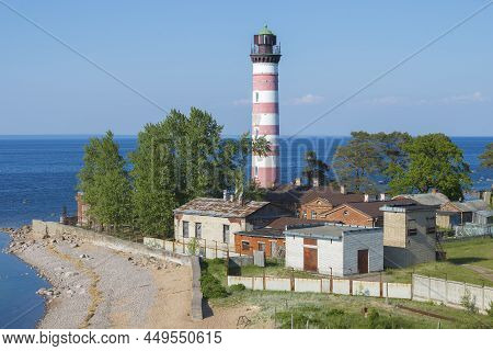 Old Shepelevsky Lighthouse (1910) On A Sunny June Day. Leningrad Region, Russia