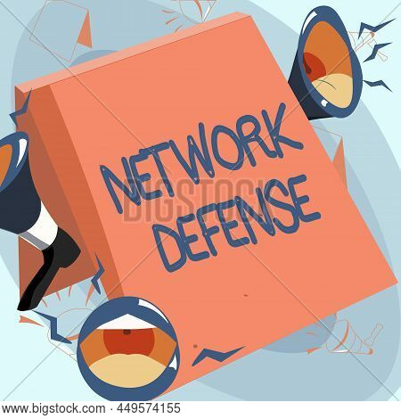 Writing Displaying Text Network Defense. Business Idea Easures To Protect And Defend Information Fro