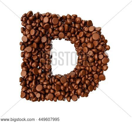 Alphabet D Made Of Chocolate Chips Chocolate Pieces Alphabet Letter D 3d Illustration