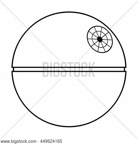 Death Star Icon, Mobile Space Station Symbol, Circle Galaxy Planet Vector Illustration .