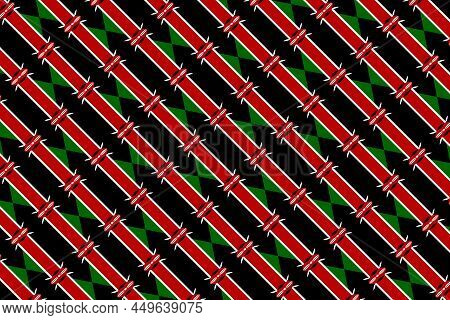 Geometric Pattern In The Colors Of The National Flag Of Kenya. The Colors Of Kenya