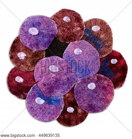 Hand-drawn Watercolor Papercut Single Blackberry Berry. Cute Kawaii Kidcore Style Illustration, Good