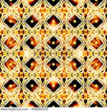 Geo Surface Medallion. Brown, Ochra, Cepia Woven. Talavera, Azulejos Print. Portugal, Turkish Orname