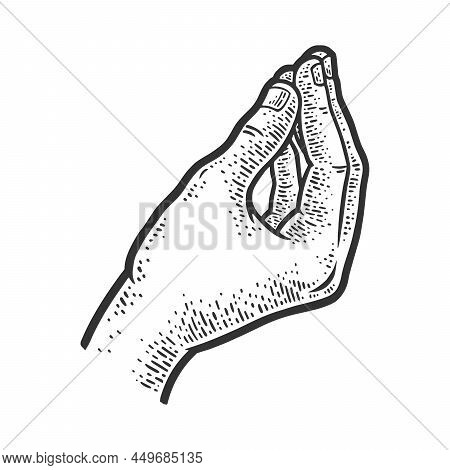 Bellissimo Italian Tasty Food Hand Gesture Sketch Engraving Raster Illustration. T-shirt Apparel Pri